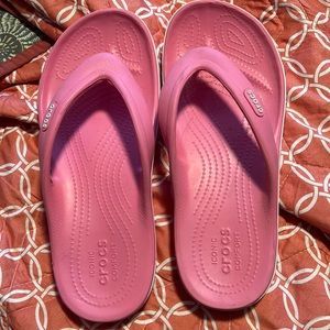 Barely worn pink Croc Flip Flops